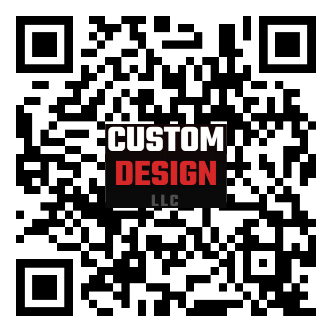 QR code linking to Custom Design LLC quick links page