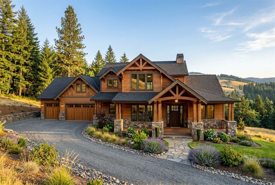 Newly built craftsman-style custom home in rural Southern Oregon